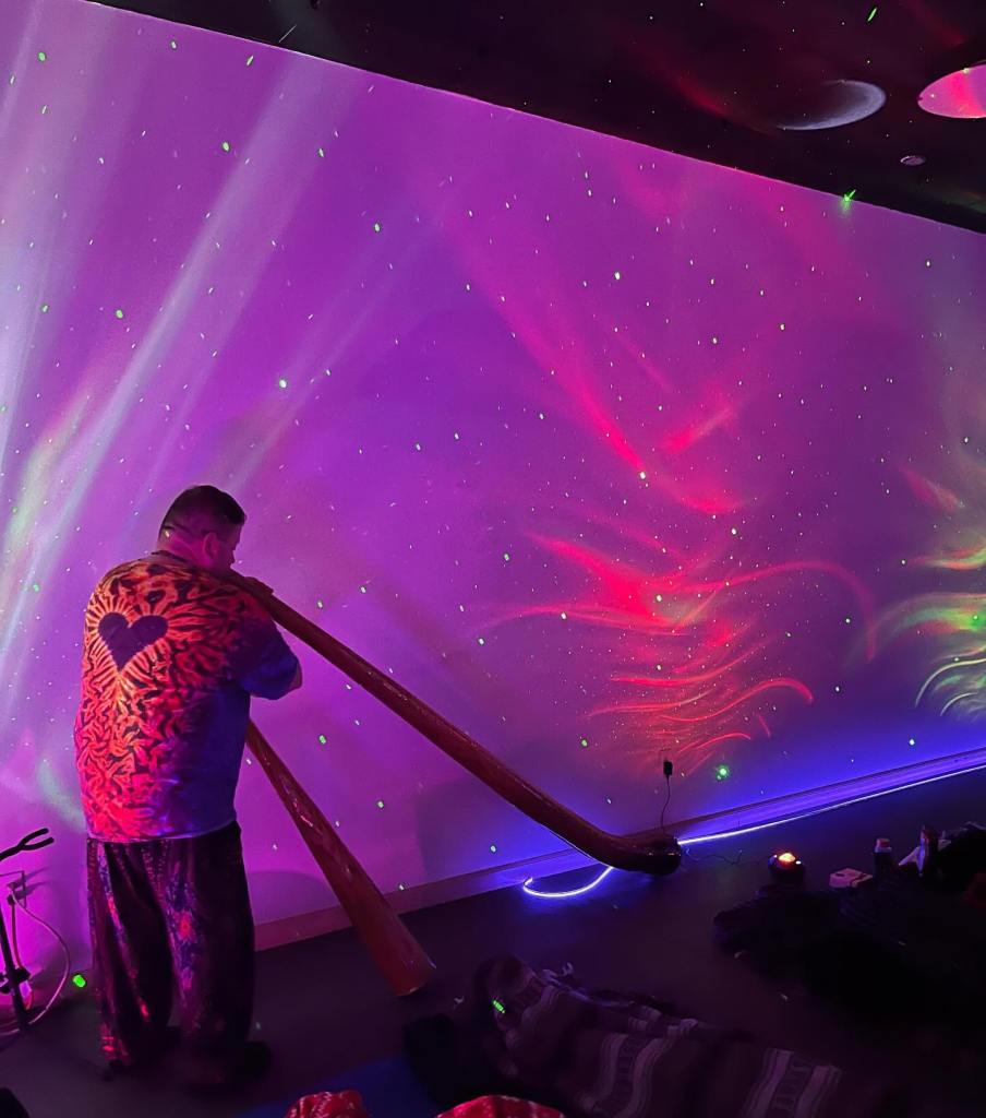 Pablo playing the didgeridoo